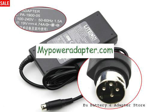 LITEON 19V 4.74A AC/DC Adapter LITEON19V4.74A90W-4PIN LITEON 19V 4.74A AC/DC Adapter LITEON19V4.74A90W-4PIN
